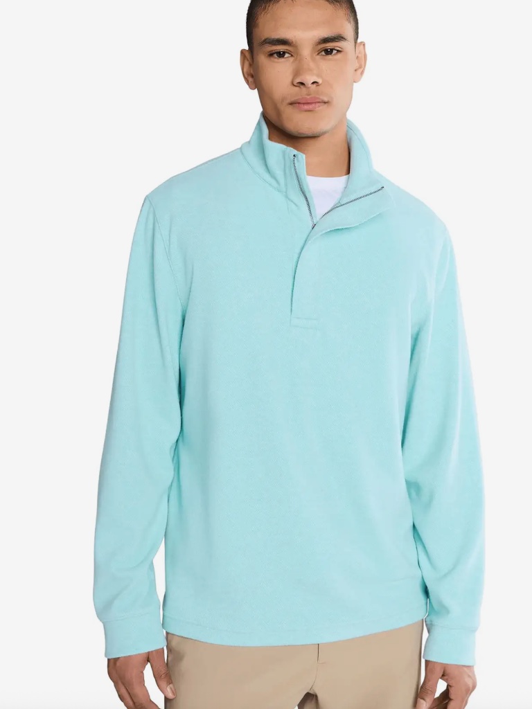 Vineyard Vines Mens Calmwater Quarter Zip Pullover Aqua Haze Color Size M Nwt